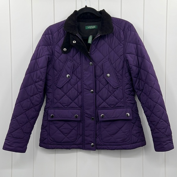 Lauren Ralph Lauren Jackets & Blazers - Lauren Ralph Lauren Petite Quilted Jacket Purple Black Corduroy Detail Medium